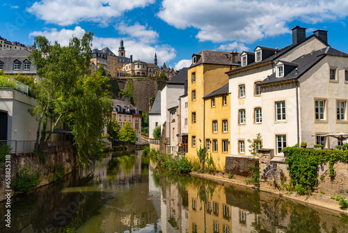 View of Grund district and Alzette river in Luxembourg City