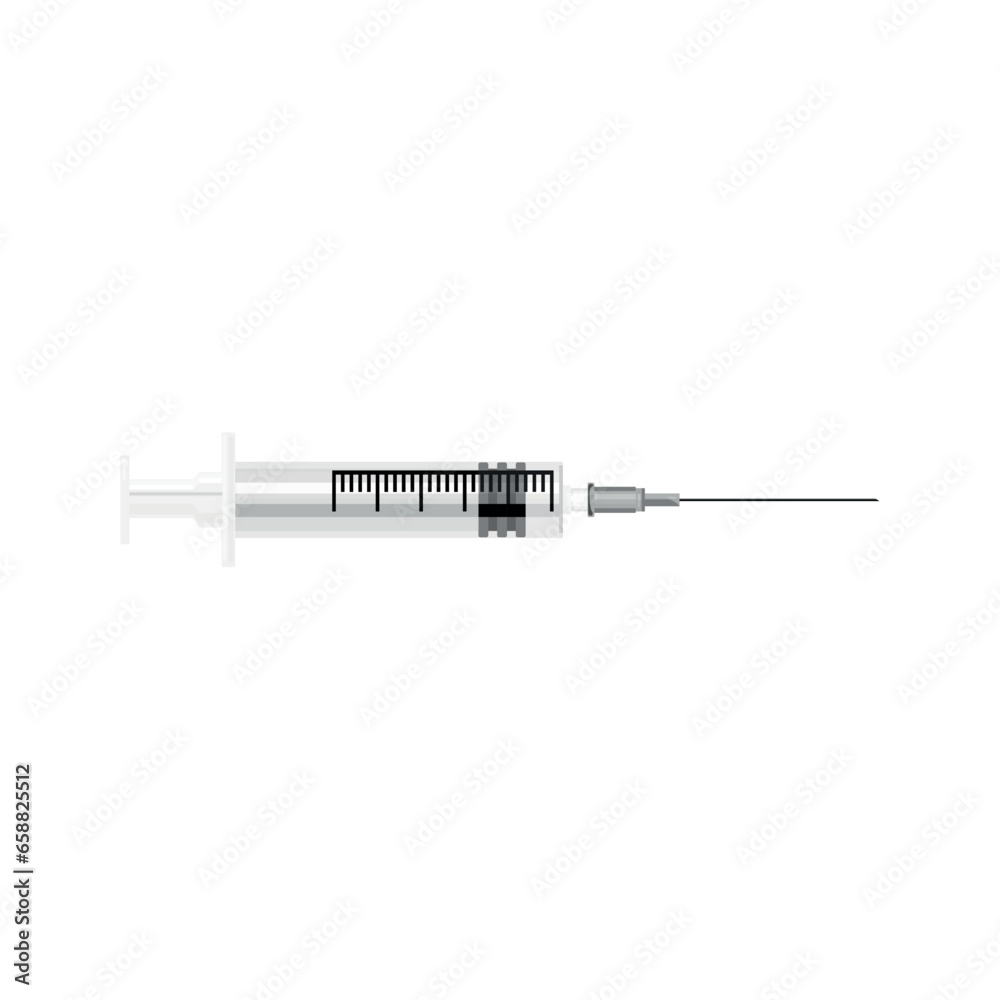 Syringe with medicine on white background