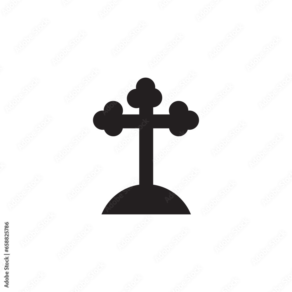 Grave with cross on white background Grave with cross on white background