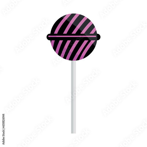 Tasty lollipop for Halloween on white background