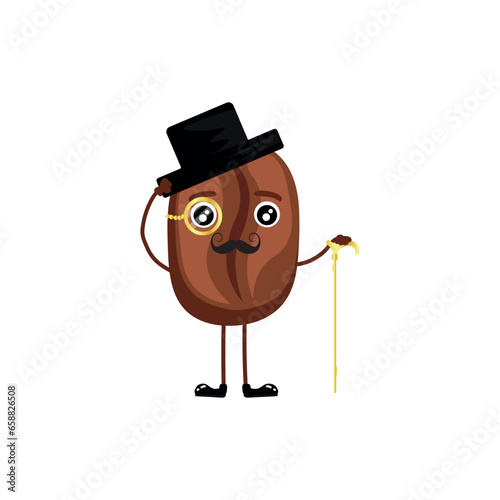 Funny coffee bean on white background