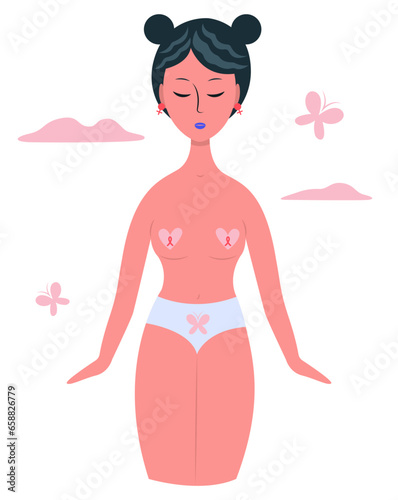 Beautiful woman in panties on white background. Gynecology concept