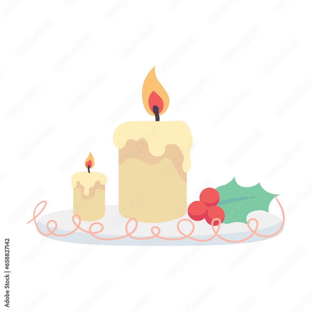 Glowing Christmas candles on white background Glowing Christmas candles on white background