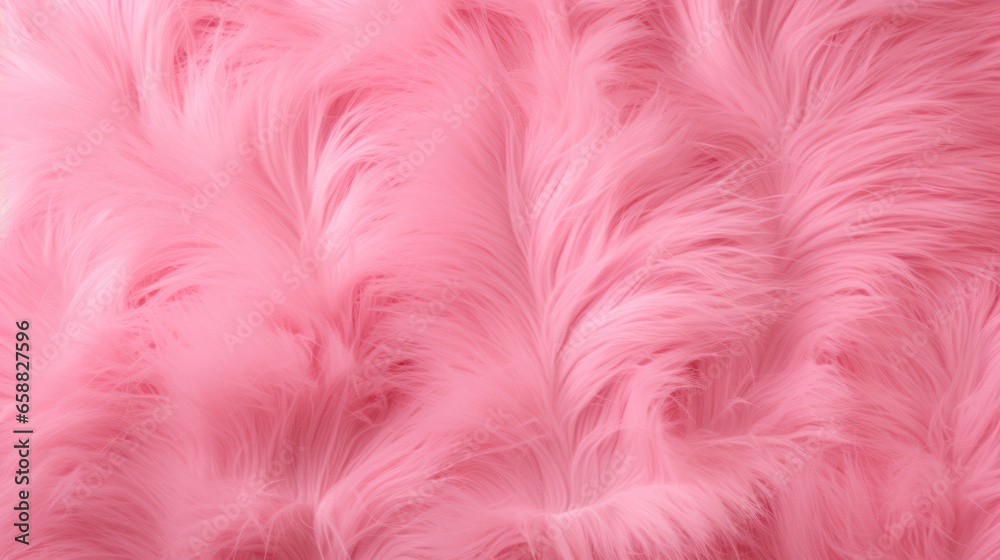 Pink fur texture background, animal fur surface, fluffy. Generative AI