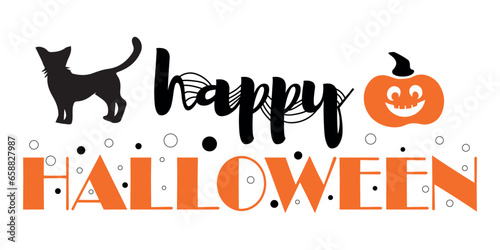 Text HAPPY HALLOWEEN on white background