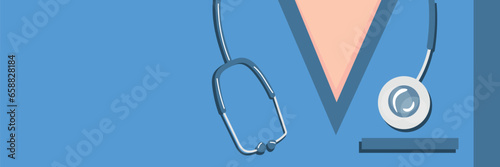 Long banner with doctor's uniform. Mockup for design