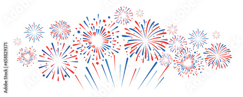 Fireworks on white background. USA Independence Day