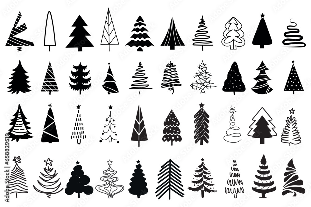 Obraz premium Set of different Christmas trees on white background
