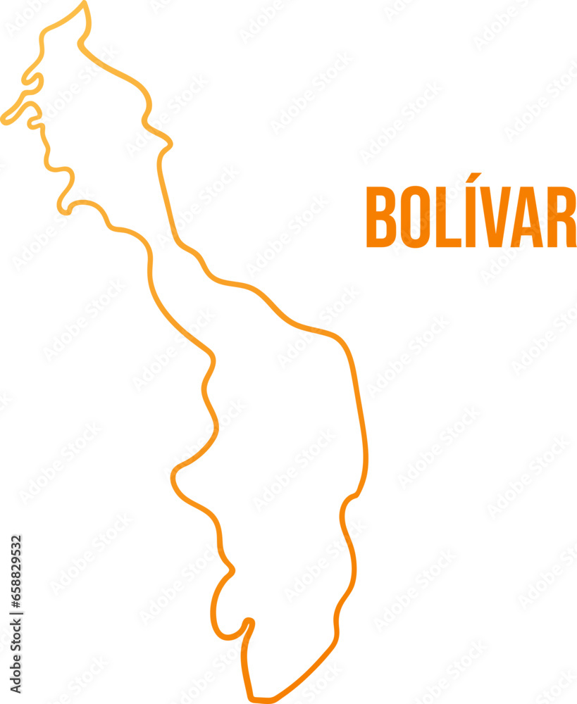 Bolivar department map of Colombia. Abstract hand drawn linear gradient