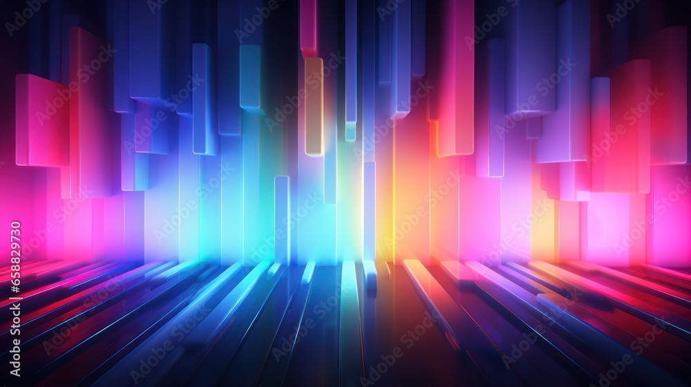 Design Background for Bursting Lights in Neon Colors
