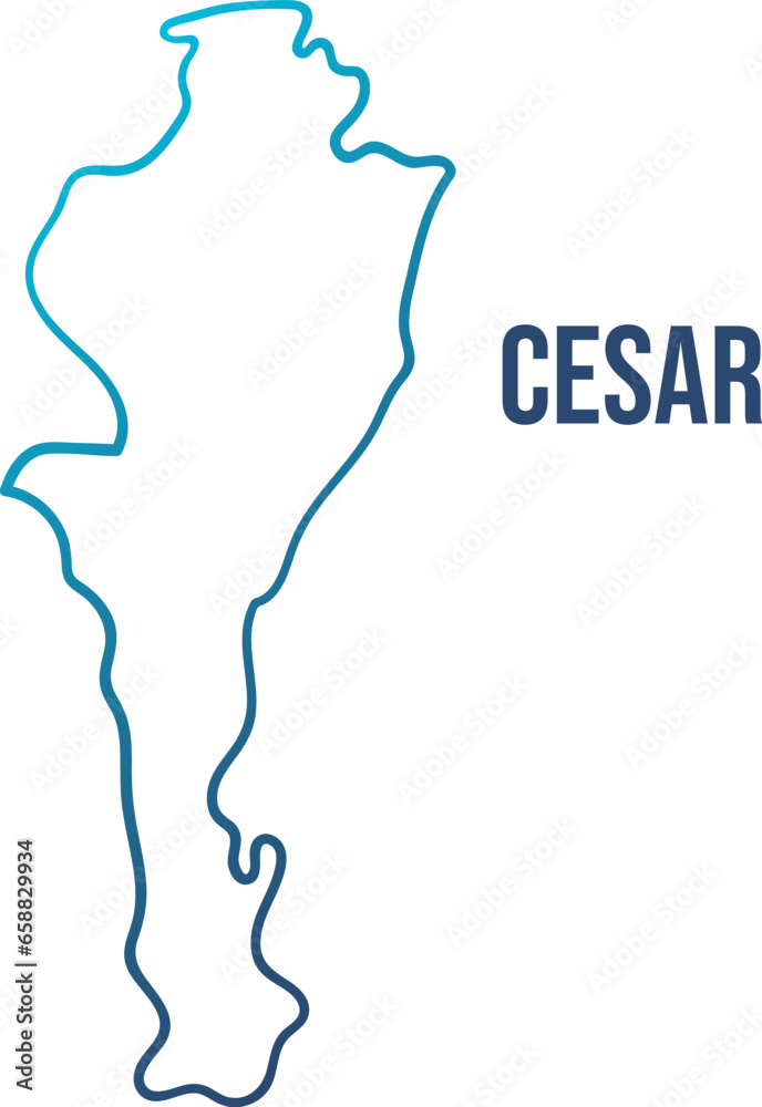 Cesar colombian state abstract contour map