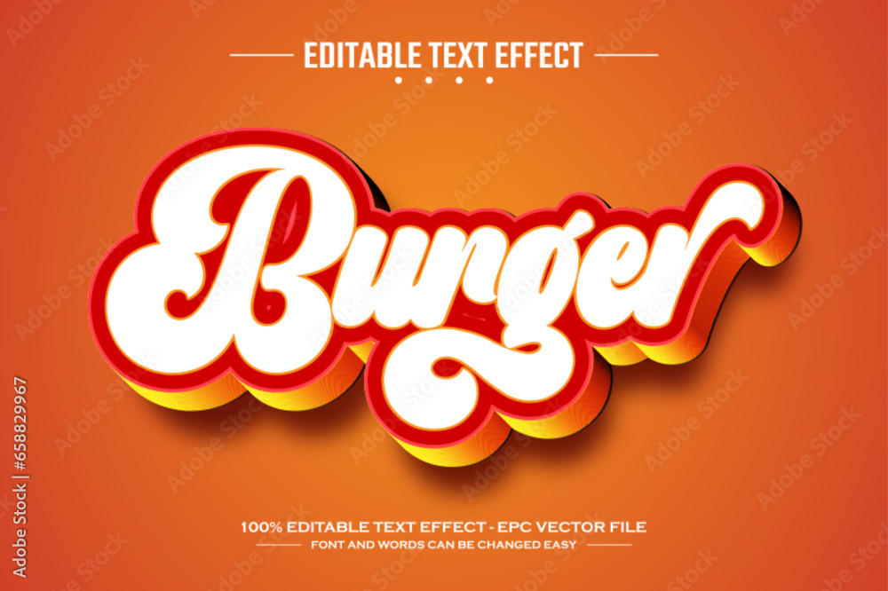 Burger 3D editable text effect template