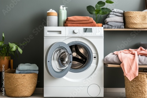Laundry room. Background with selective focus and copy space