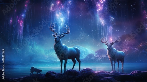 Illustration of Deer in Neon Color Scheme