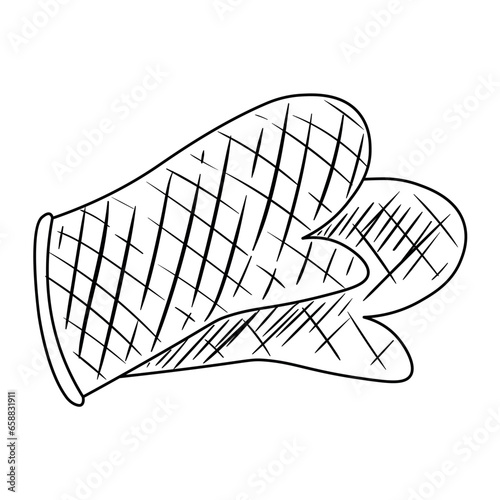 Protective oven mittens on white background
