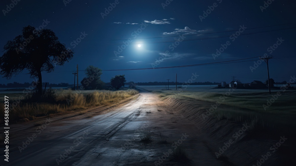 Illustration of Rural Roads at Night