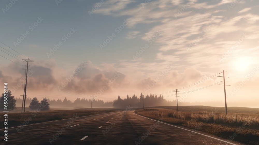 Illustration of Rural Roads at Daytime Illustration of Rural Roads at Daytime