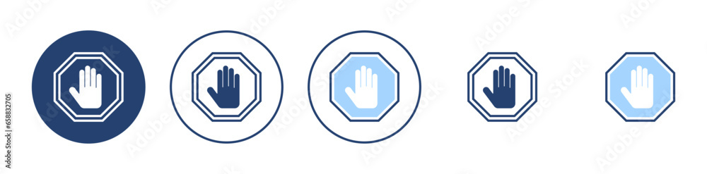 Stop icon vector. stop road sign. hand stop sign and symbol. Do not enter stop red sign with hand - obrazy, fototapety, plakaty 