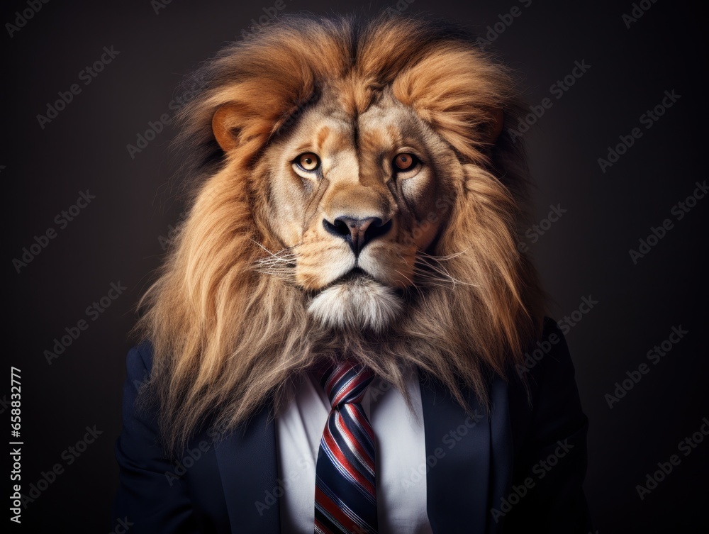 a lion wearing a suit and tie a lion wearing a suit and tie