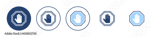 Stop icon vector. stop road sign. hand stop sign and symbol. Do not enter stop red sign with hand