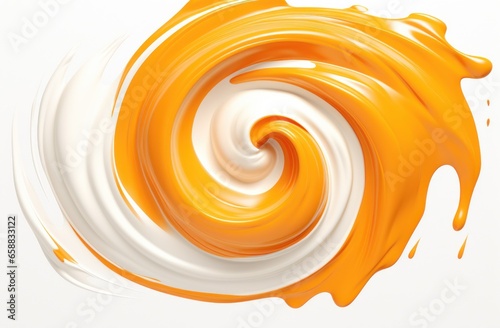 a swirl of white and orange liquid