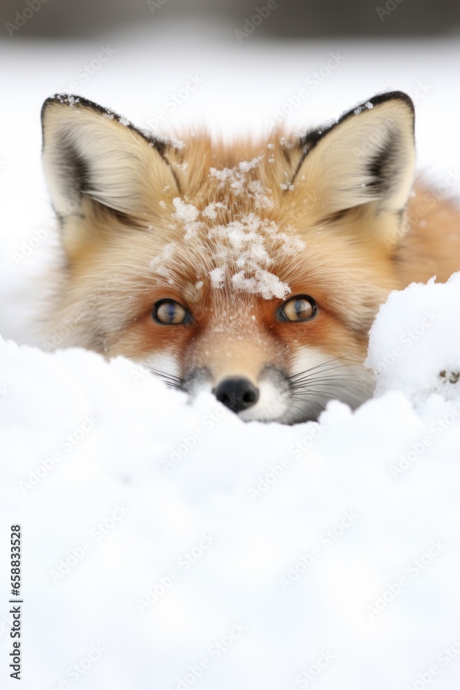 Fototapeta premium a fox lying in snow