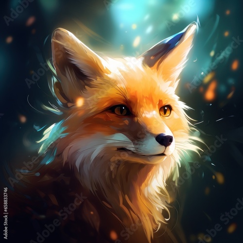 a digital art of a fox