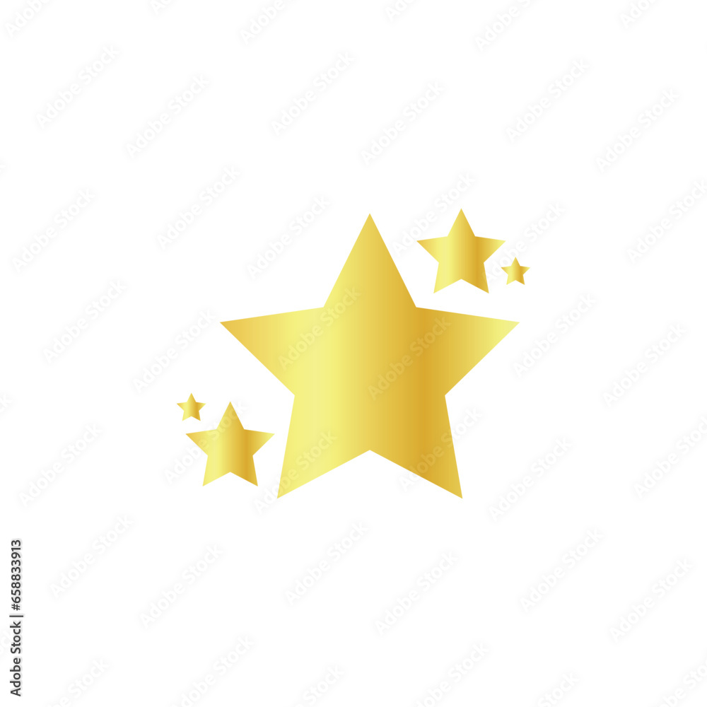 Drawn golden stars on white background 