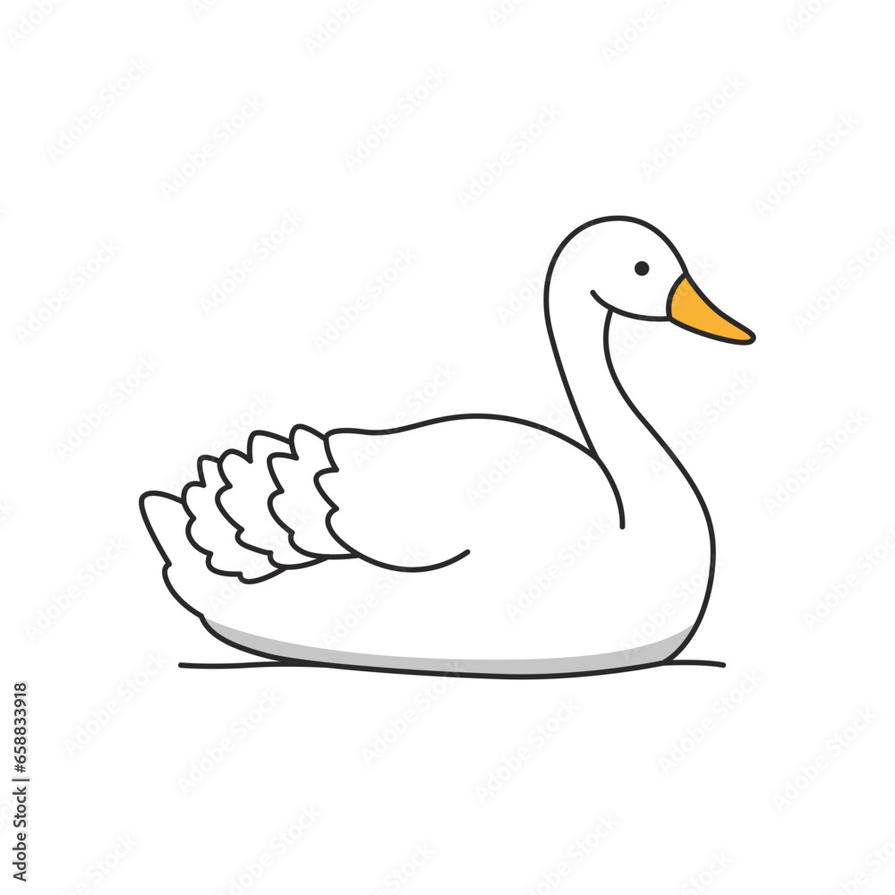 Swan on a white background. Vector illustration in flat style. Swan on a white background. Vector illustration in flat style.