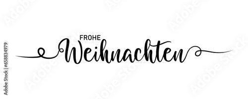 Text FROHE WEIHNACHTEN (German for Merry Christmas) on white background