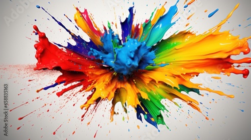 a colorful paint splashing out of a white background