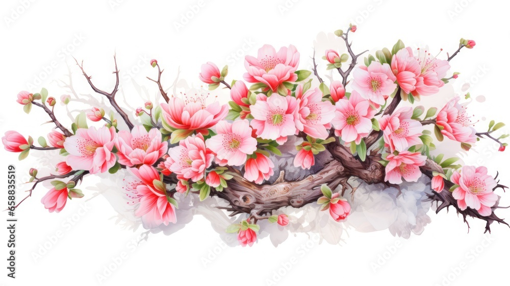 a branch with pink flowers a branch with pink flowers