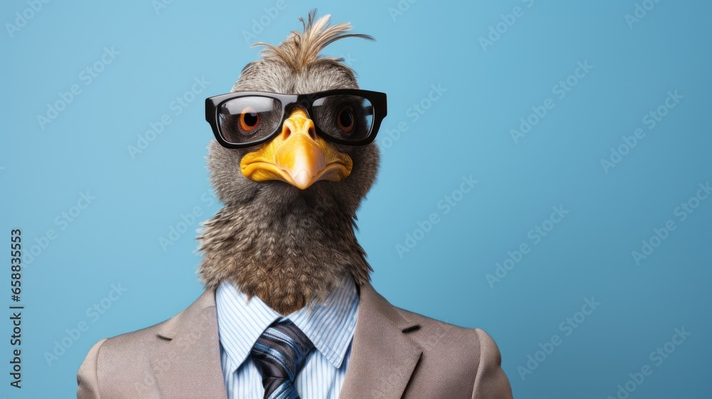 a bird wearing a suit and tie a bird wearing a suit and tie