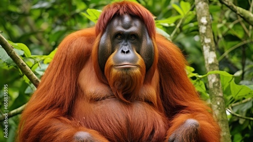 a close up of an orangutan