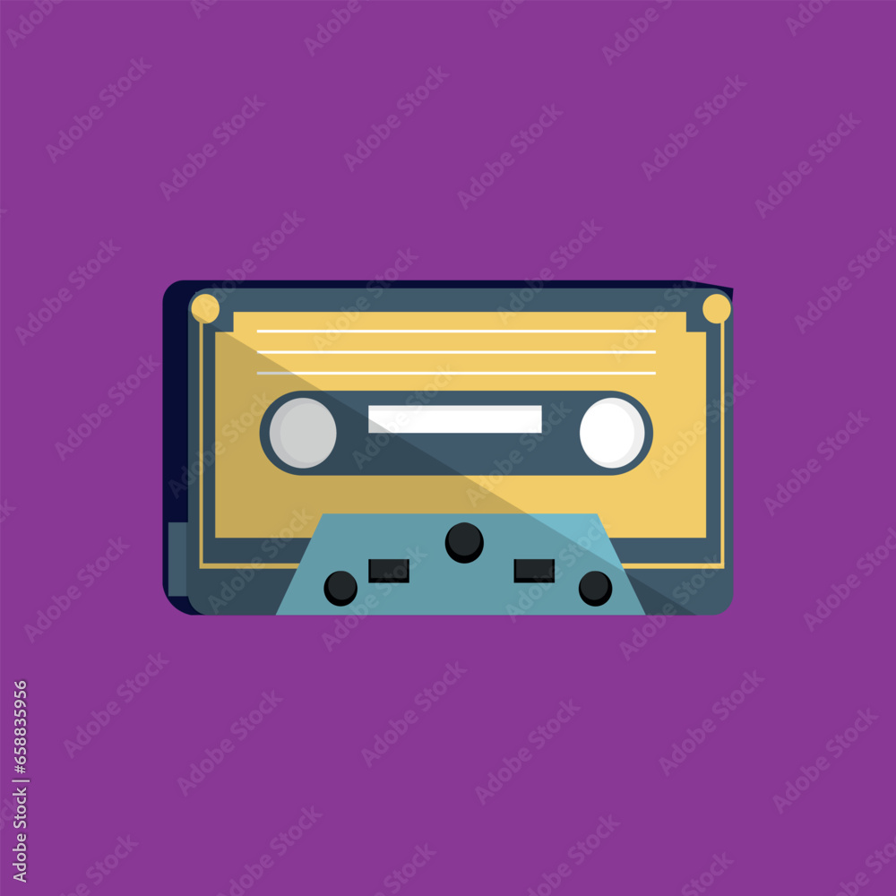 Audio cassette on magenta background
