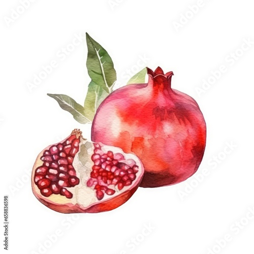 Pomegranate watercolor isolated on white