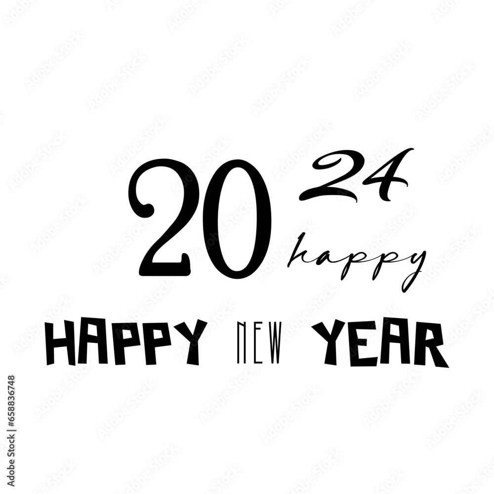 Text HAPPY NEW YEAR 2024 on white background Text HAPPY NEW YEAR 2024 on white background