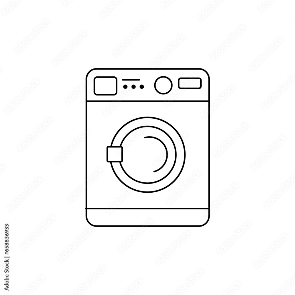 Modern drawn washing machine on white background