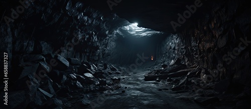 Fotografia Deserted coal mine with eerie lighting With copyspace for text