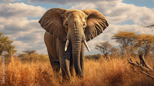 The Graceful Dance of African Elephants in the Savannah. Generative AI
