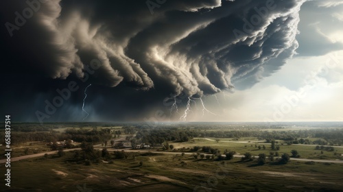 Tornadoes Dancing Across Fields and Cities. Generative AI