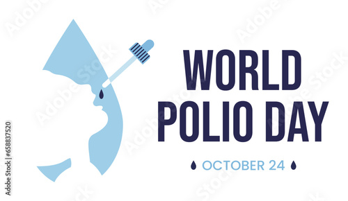 Banner for World Polio Day with silhouette of child and glass dropper