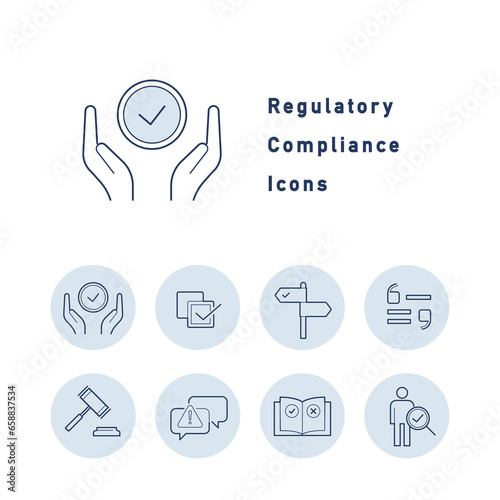 企業のコンプライアンスに関するカラーアイコンセット