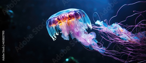 Deep sea jellyfish observed at a depth of 25 meters in the Japan Sea Far East With copyspace for text