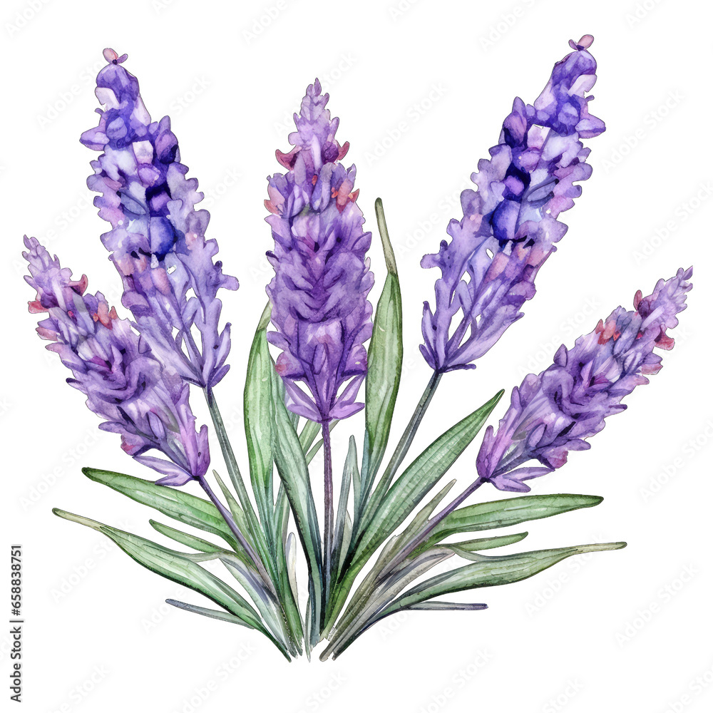 Fototapeta premium Purple bouquet of lavender, isolated on white