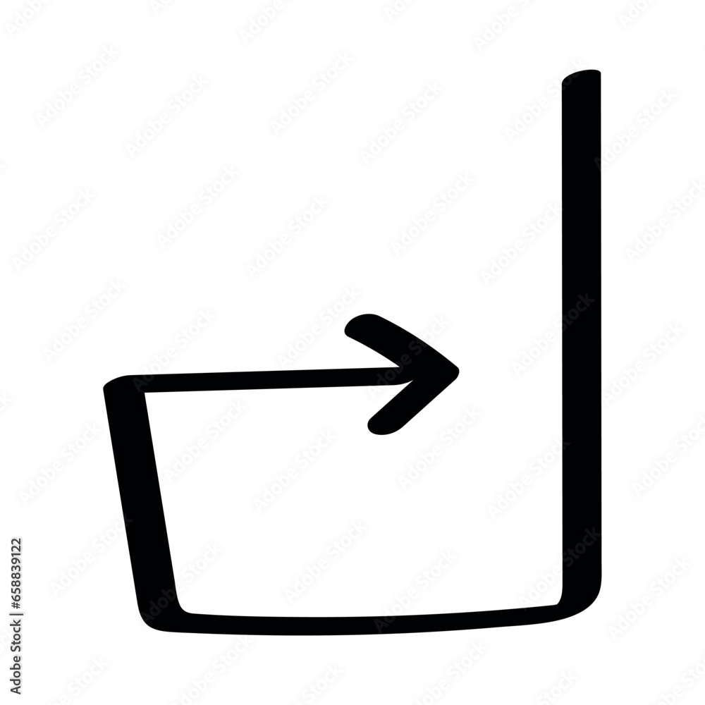 Bent arrow on white background Bent arrow on white background