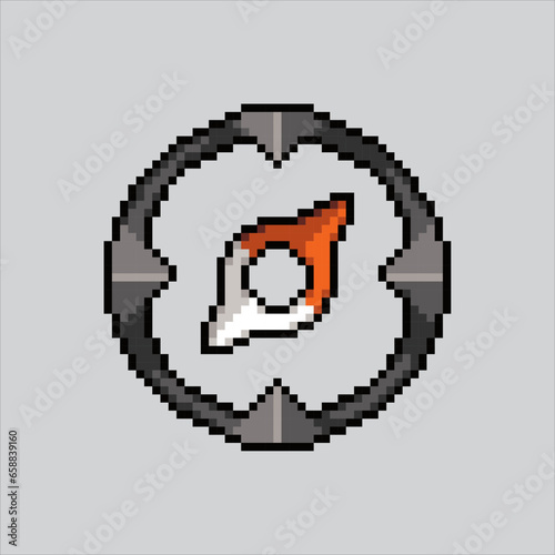 Pixel art illustration Compass. Pixelated compass. Ocean Ship compass
icon pixelated for the pixel art game and icon for website and video game.
old school retro.