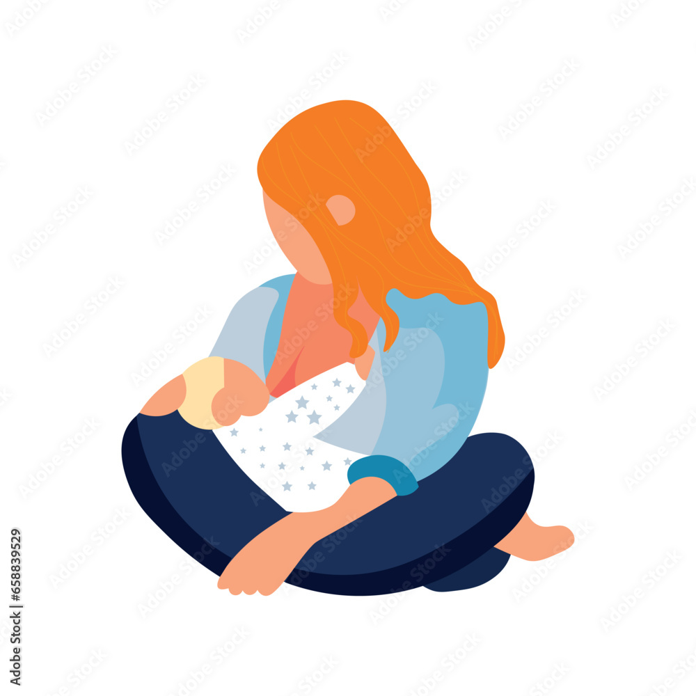 Woman breastfeeding her baby on white background Woman breastfeeding her baby on white background