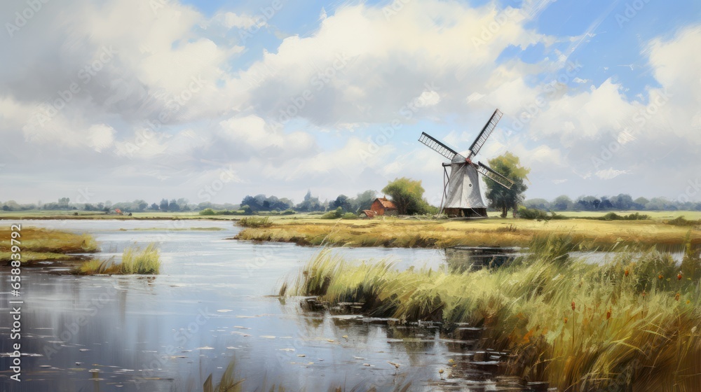Windmill beside the river