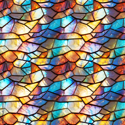 Iridescent Metal Mosaic with Black Dividers. Seamless Repeatable Background. © jeff